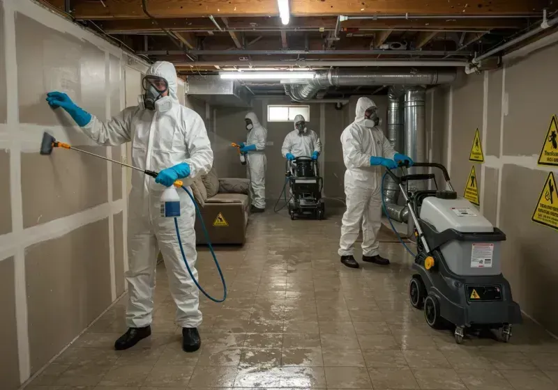 Basement Moisture Removal and Structural Drying process in Oakland, NE